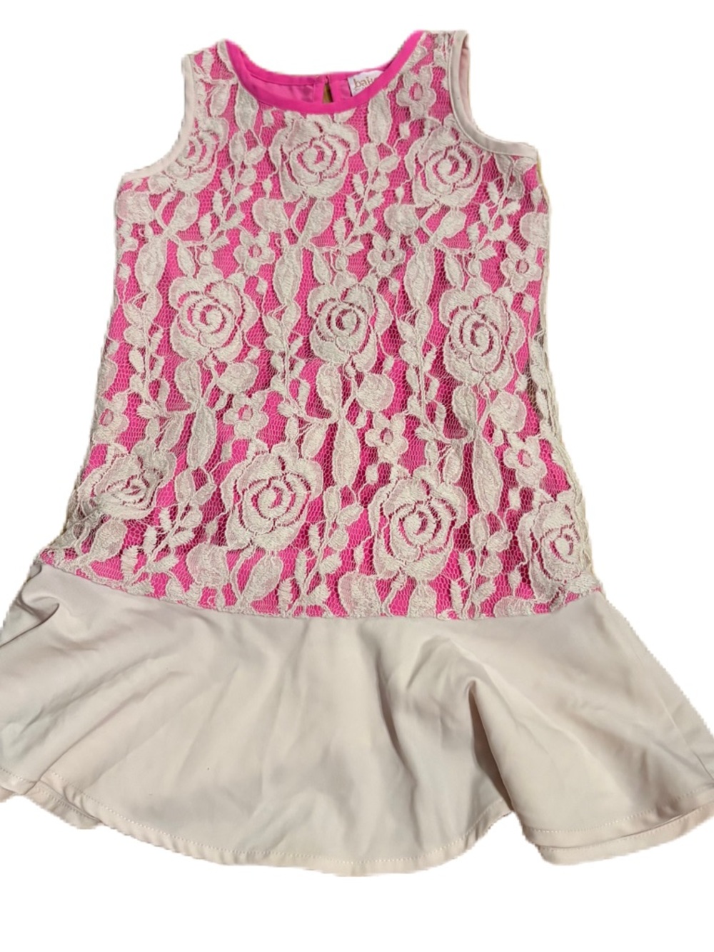 Ted Baker Pink Cream Lace Overlay Formal Dress Peplum Sz 6